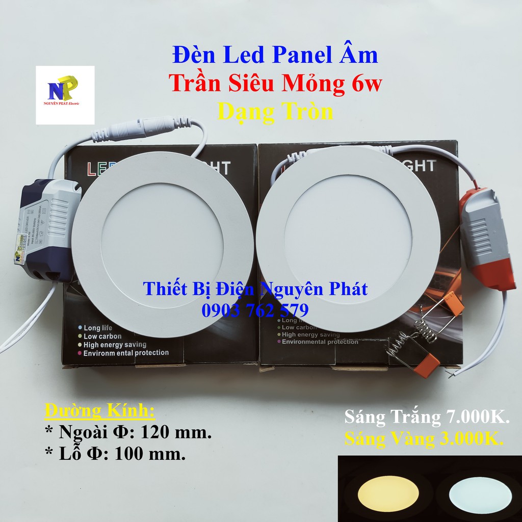 Đèn Led Panel Âm Tròn Mỏng 6w Ánh Sáng Trắng-Vàng