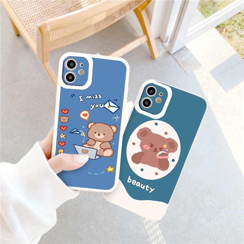 ỐP IPHONE BẢO VỆ CAM vuông cạnh ốp lưng 12 pro max Chú gấu ngọt ngào full case 6 đến 13promax