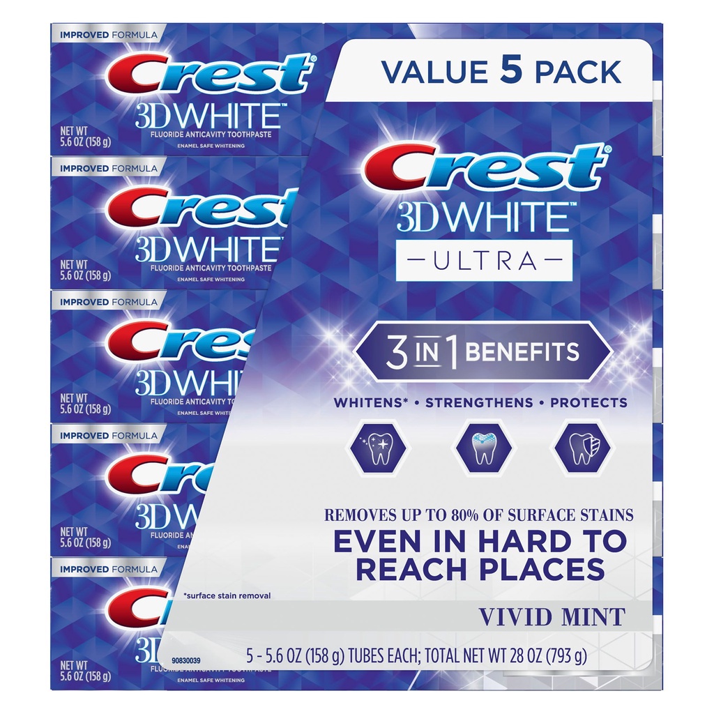 Kem đánh răng Crest 3D White Ultra 158 gram (Hàng Mỹ)