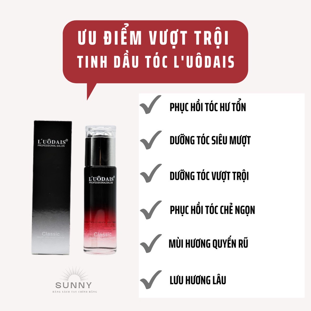 Tinh dầu dưỡng tóc L'UÔDAIS Classic 80 ml, dầu dưỡng từ thiên nhiên với hương thơm nước hoa đặc biệt