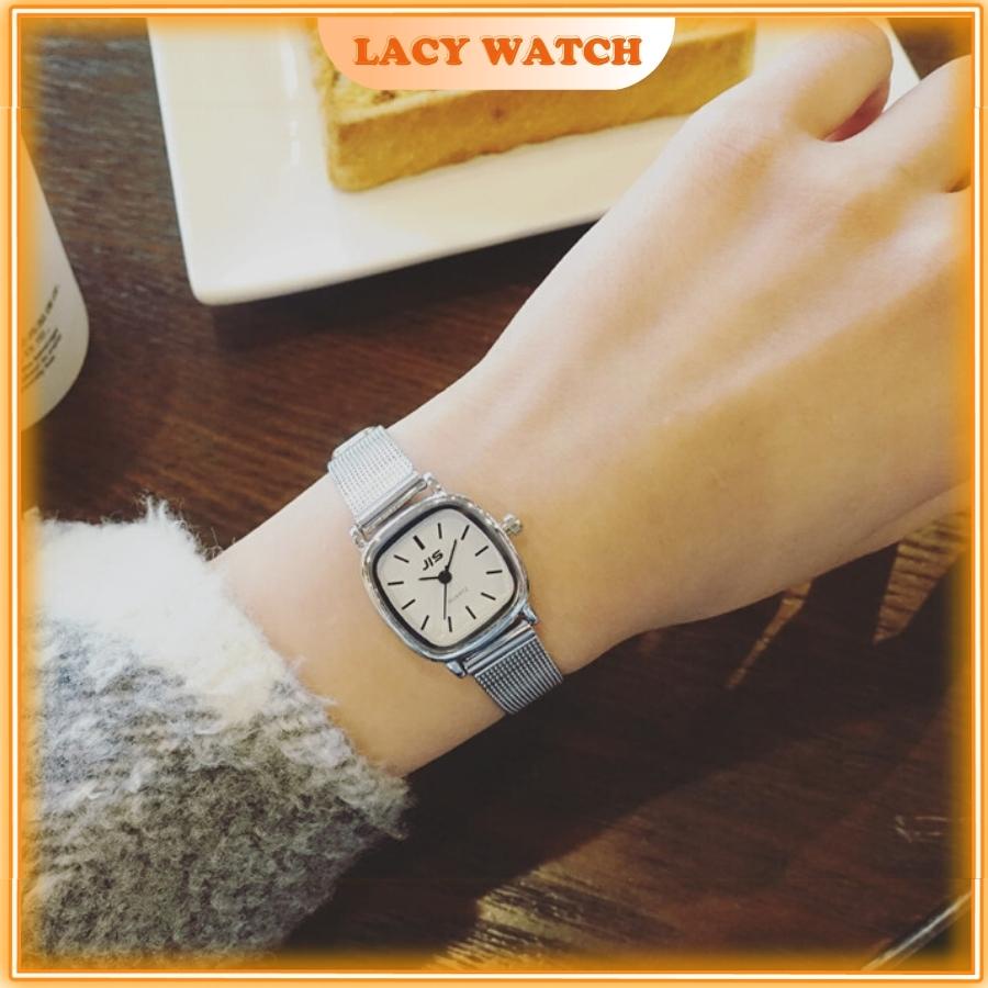 Đồng hồ nữ chính hãng đeo tay mặt vuông dây kim loại đẹp nhỏ LaCy Watch DHJI0015