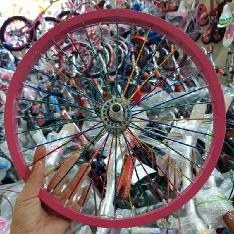 Bánh xe đạp 16 inch hàng công ty, vành xe kèm trục và nan hoa