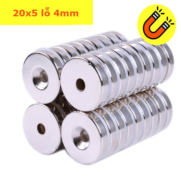Nam châm tròn có lỗ 20x5 lỗ 4mm, 20x5 lỗ 5mm