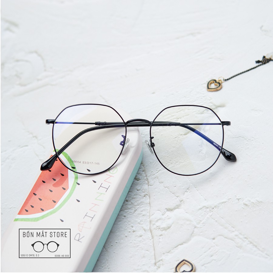 Gọng Kính Kim Loại Tròn Form Mắt Lớn 90004 (Tặng Hộp Khăn)