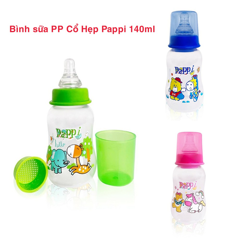 [Nhập SPE2545 hoàn 10K xu cho đơn 50K] Bình Sữa Pappi Cổ Hẹp Cho Bé Trai/Bé Gái 150ml- Chính Hãng Thái Lan