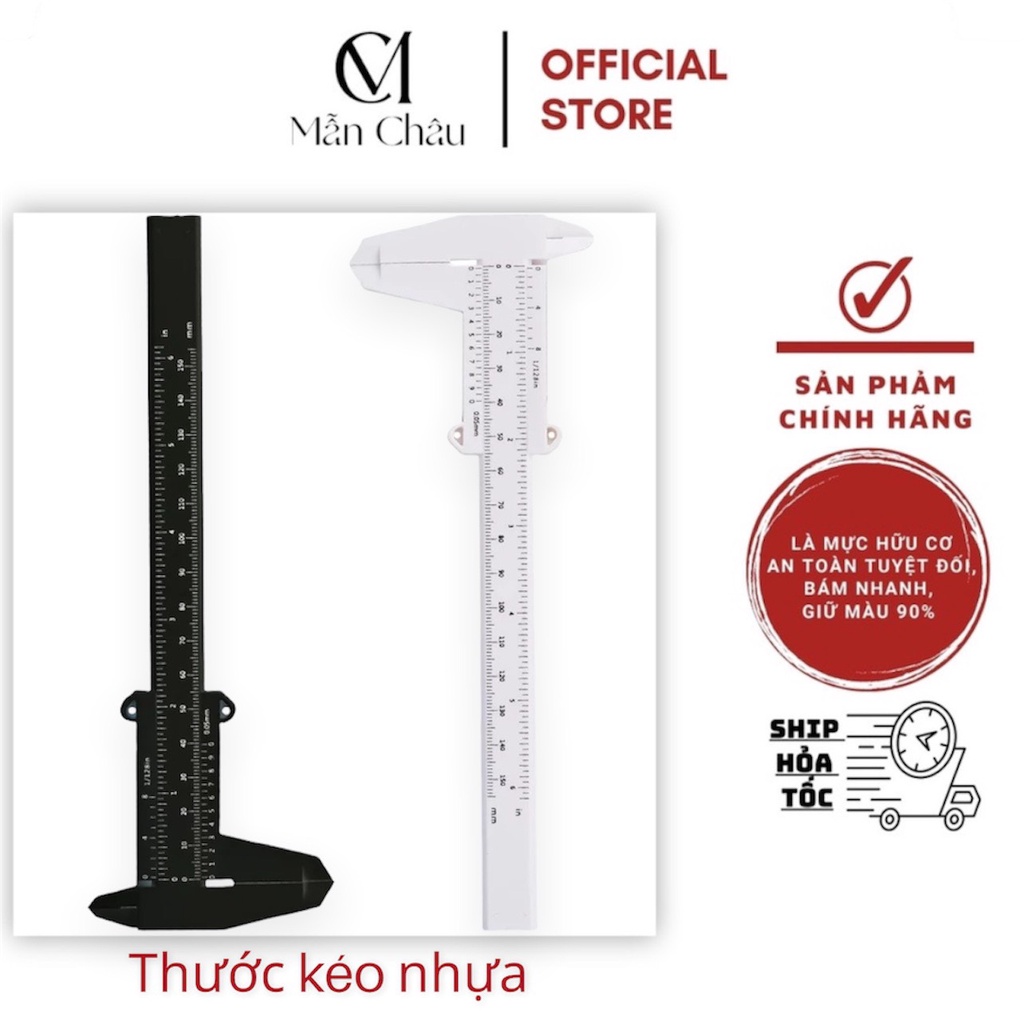 Thước kẹp nhựa chữ F đo lông mày Thước mỏ vịt