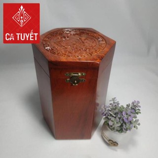 [FREESHIP] Hộp đựng trà khô gỗ hương cao cấp chạm khắc chim phượng phong thủy