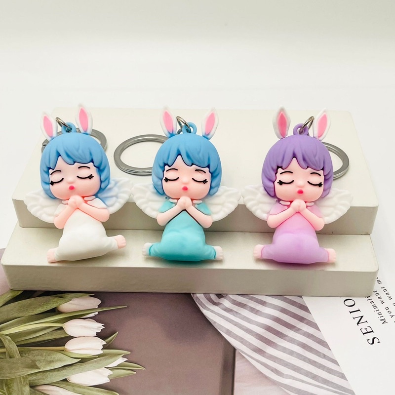 Móc khoá thiên thần cute hoạt hình dễ thương kèm dây treo