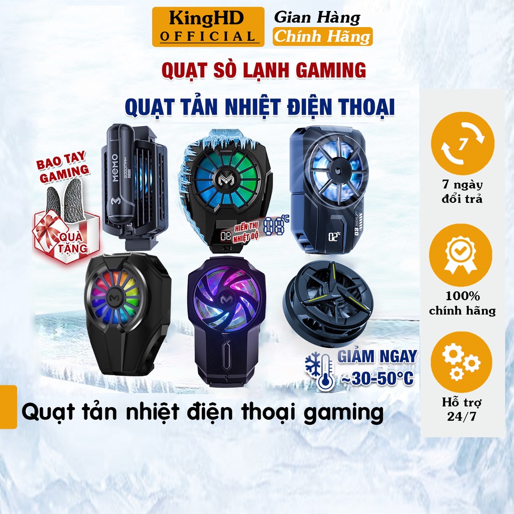 Quạt tản nhiệt điện thoại gaming Memo DL05 / DL06 / FL01 công nghệ sò lạnh giảm nhiệt độ nhanh chơi PUBG FF ROS