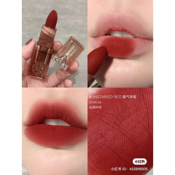 SON THỎI 3CE SOFT MATTE LIPSTICK MÀU ETERNAL, SENSUAL BREEZE, UNSTAINED RED