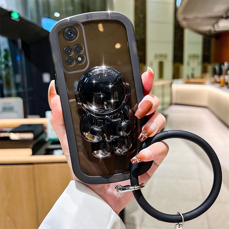 Ốp Điện Thoại Silicon Hình Phi Hành Gia Có Dây Đeo Cho Xiaomi Redmi Note 11 11S Pro 4G 5G