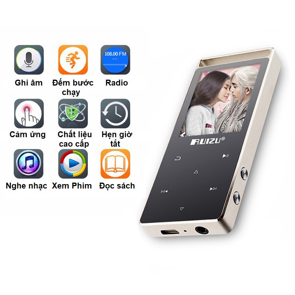 [Mã ELHACE giảm 4% đơn 300K] (QUÀ TẶNG 99K) Máy nghe nhạc lossless Ruizu D01, 8GB, Dung lượng Pin lớn - Hàng Chính Hãng