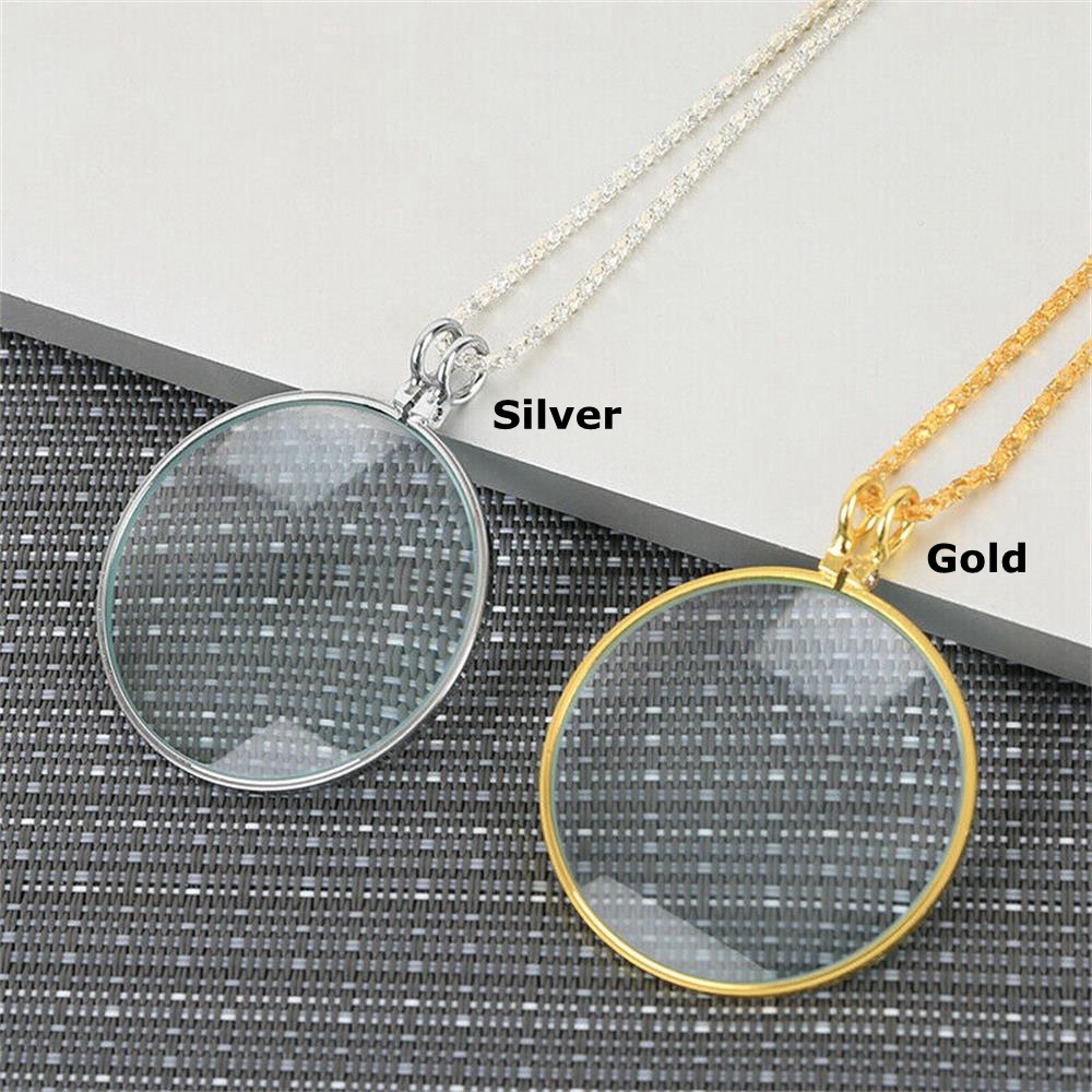 ZAIJIE Jewelry Chain Pendant Necklace Reading Magnifier Pendant Magnifier Monocle Magnifying Glass Necklace