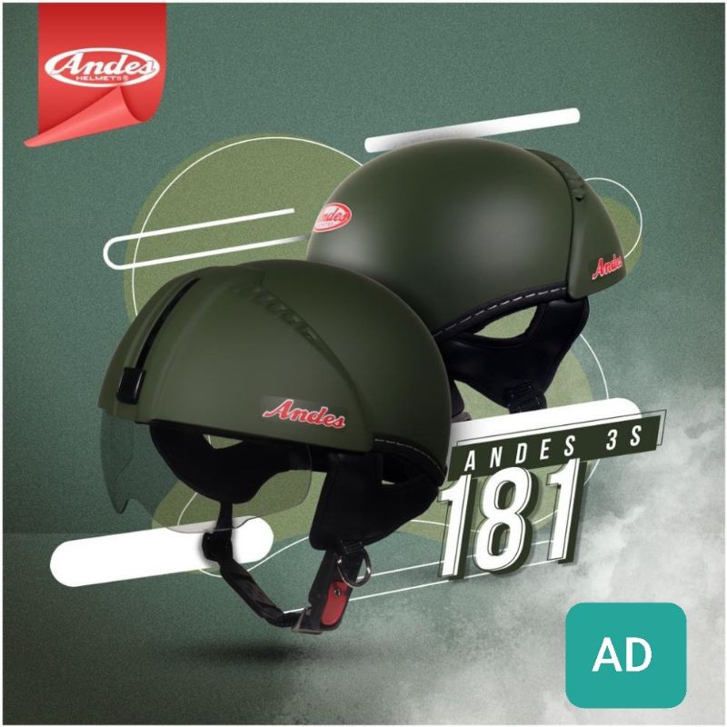 NÓN BẢO HIỂM ANDES KÍNH DẤU KÍNH 3S 181 CAO CẤP CHÍNH HÃNG