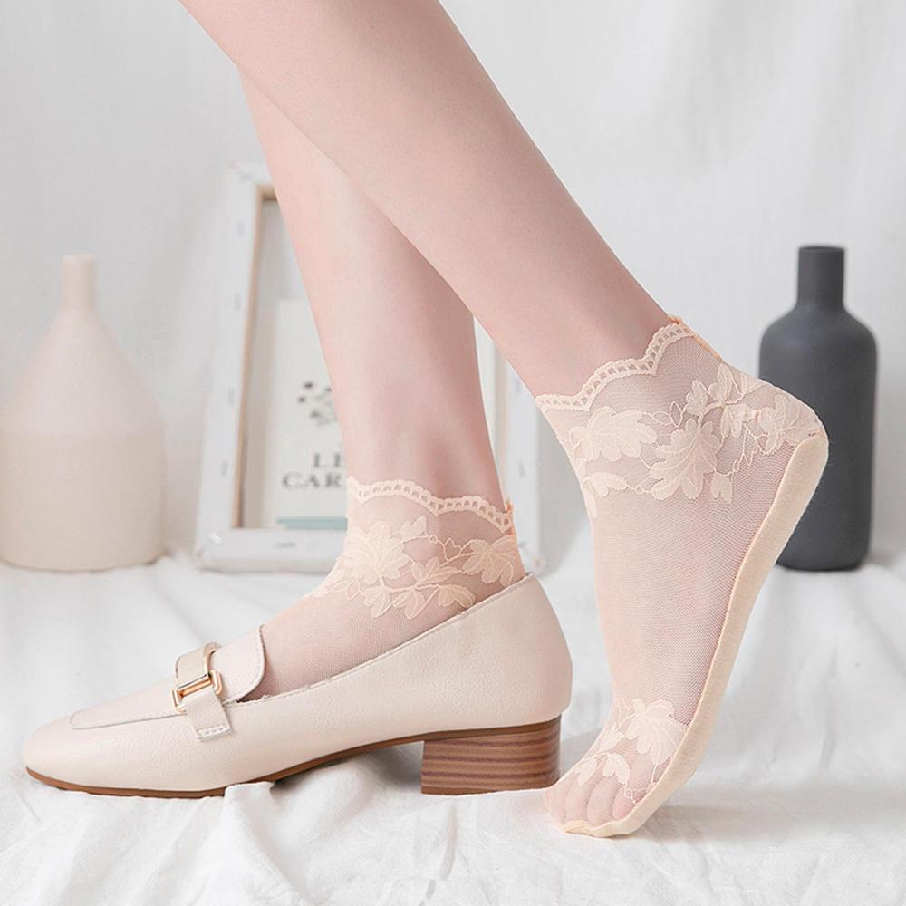 Đôi Tất Chân Cotton Phối Ren Nữ Tính