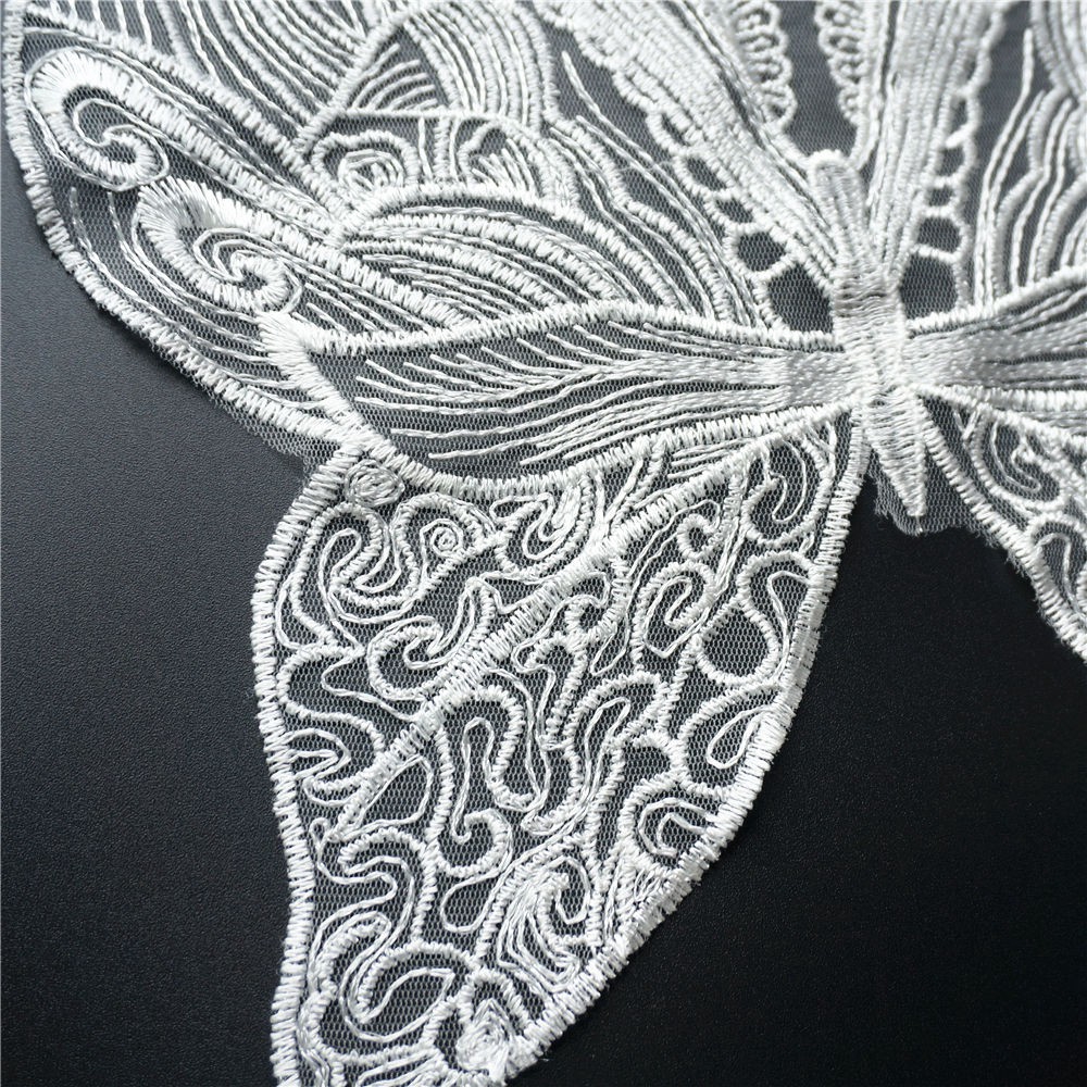 Miếng Vải Ren Thêu Hình Bướm Trang Trí Cổ Áo Cô Dâu diy