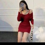 Đầm body tay dài ngực cổ V đắp chéo sang chảnh (A15