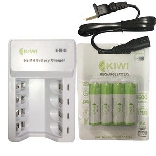 Combo sạc pin đa năng Kiwi và 4 pin sạc AA 2800mAh- Hàng chính hãng chuyên dùng cho Micro không dây, máy đo huyết áp...