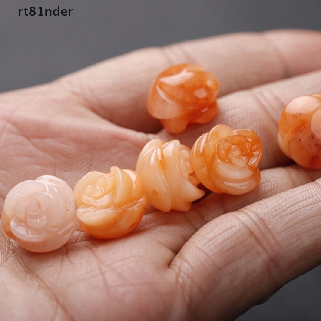 Set 3 hạt đá mã não tự nhiên hình hoa hồng dùng làm trang sức