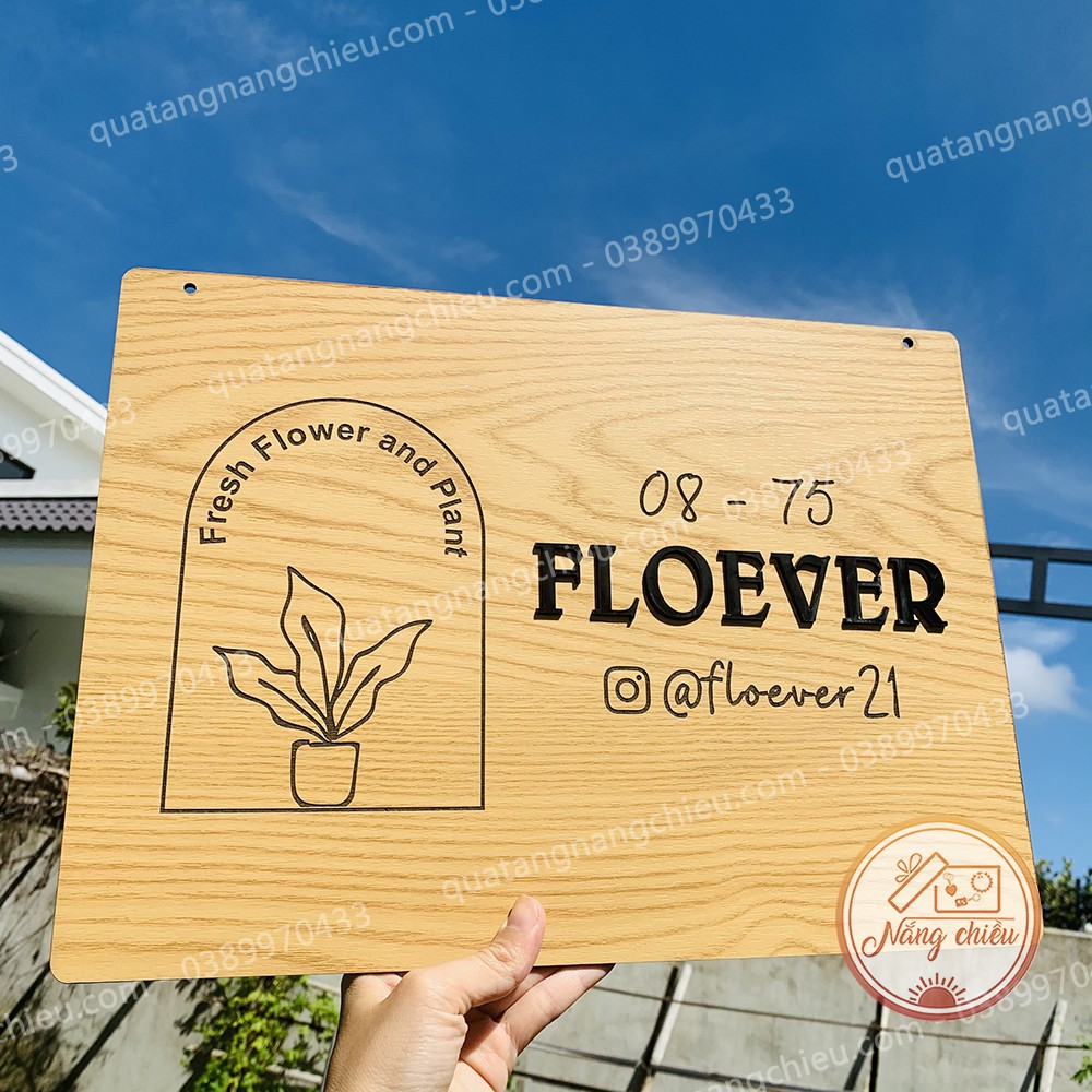 Bảng treo cửa hàng bán hoa , decor cửa hàng , shop độc lạ và đẹp, chất liệu gỗ tự nhiên, an toàn