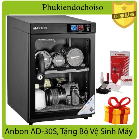 Tủ chống ẩm Andbon AD-30S (dung tích 30 lít )-Taiwan .Tặng 01 bộ vệ sinh máy ảnh 8 in 1