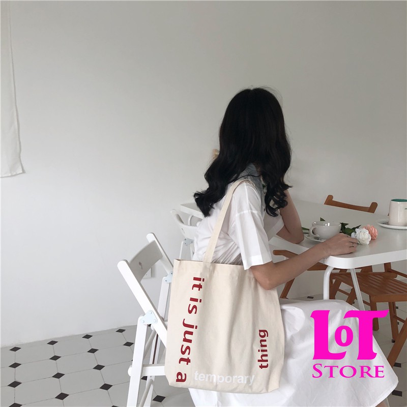 Túi tote vải canvas đeo chéo đi học phong cách hàn quốc LOTSTORE TX790