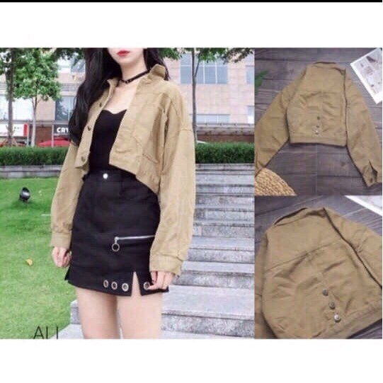 Áo khoác jean kaki nữ giữ dáng phối nút sau cực chất - Hot trend | BigBuy360 - bigbuy360.vn