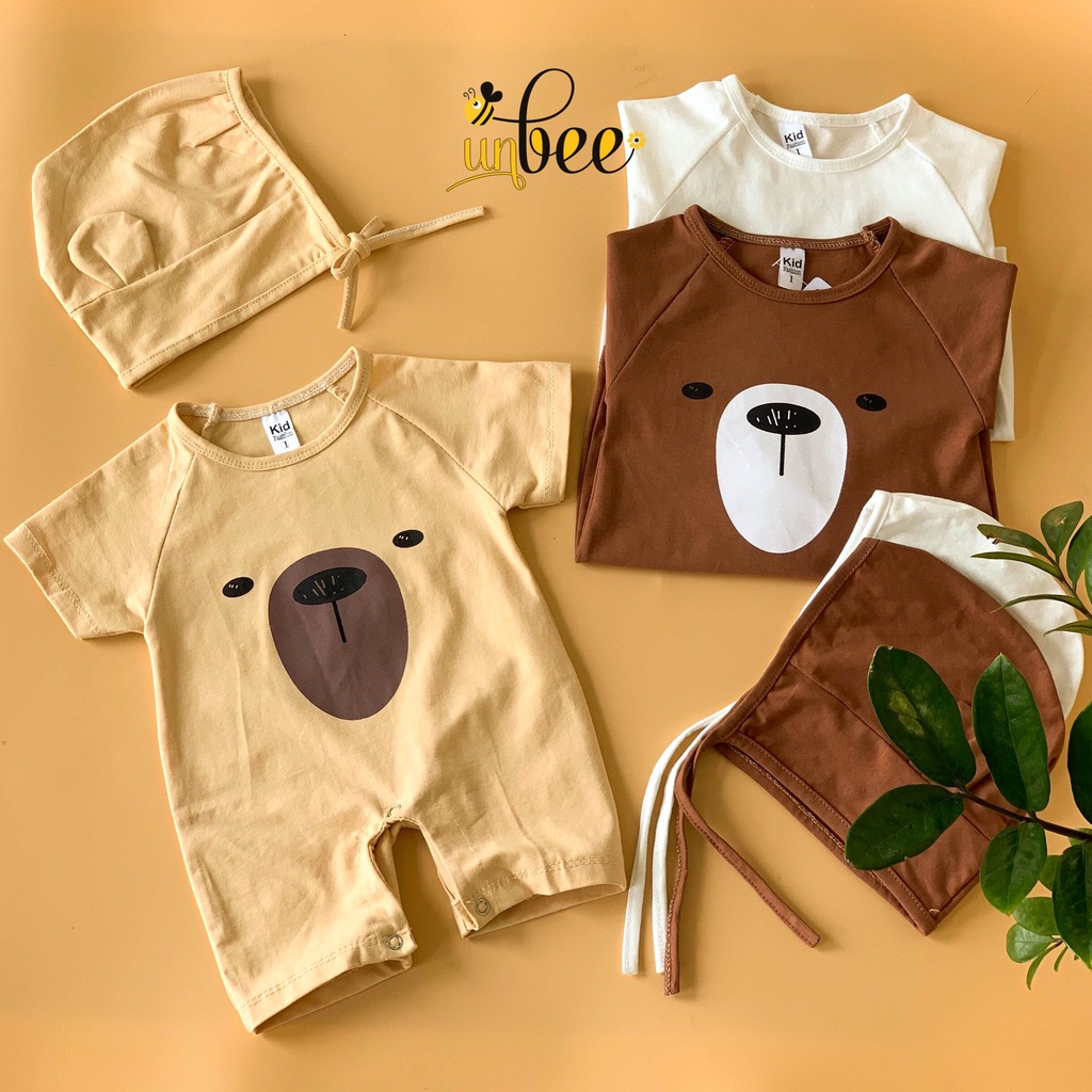 Bộ Quần Áo Bodysuit Dài Tay Cho Bé Trai Bé Gái Hình Gấu Đáng Yêu Chất Cotton Mềm Mịn - UnUn kids - BS019