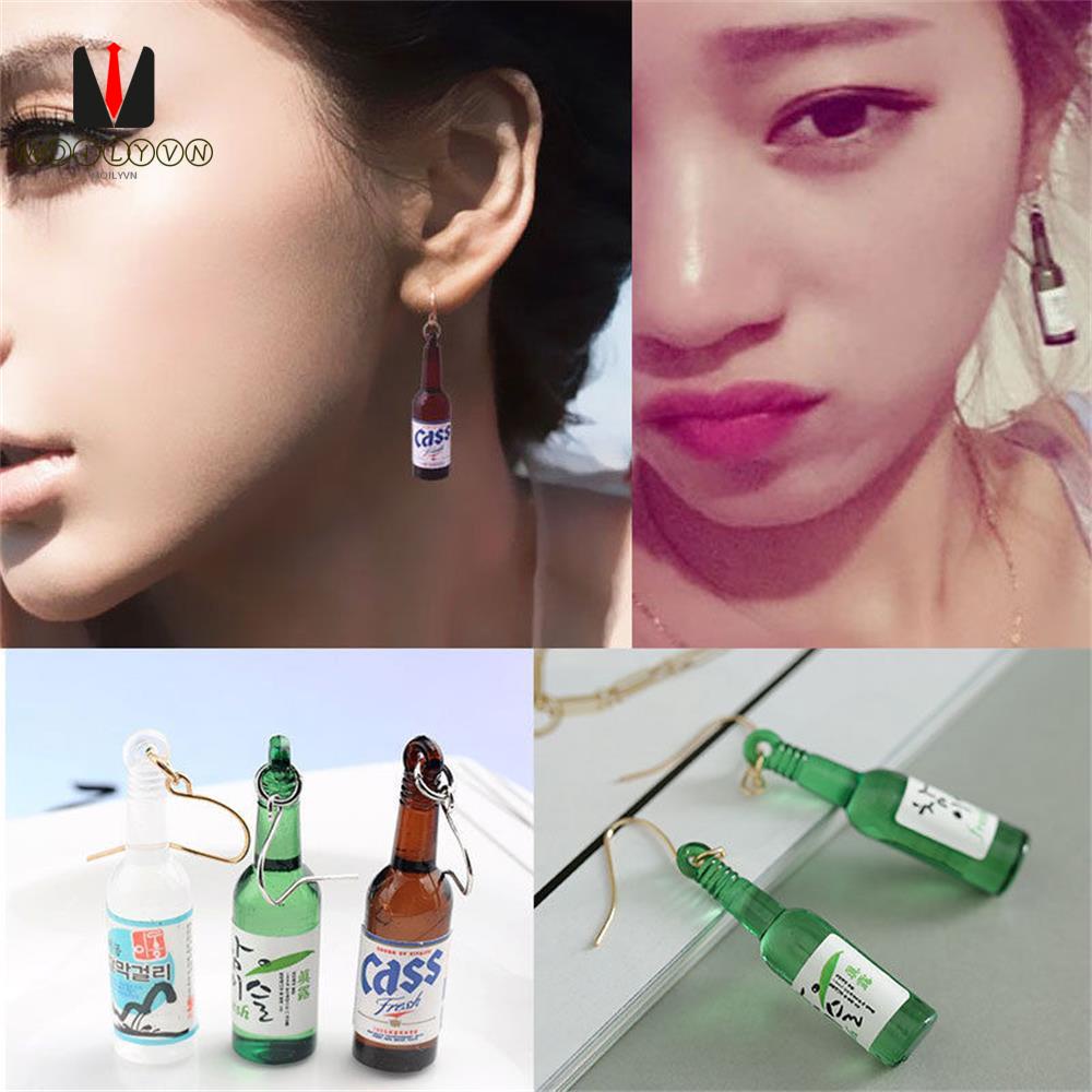 Cặp bông tai dạng móc hình chai rượu nhựa resin nhiều màu tuỳ chọn thời trang Hàn Quốc