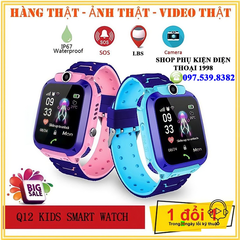 Đồng hồ thông minh dành cho bé Q12,nghe gọi trực tiếp với bố mẹ qua đồng hồ-hệ thống định vị LBS-Shop PK Điện Thoại 1998