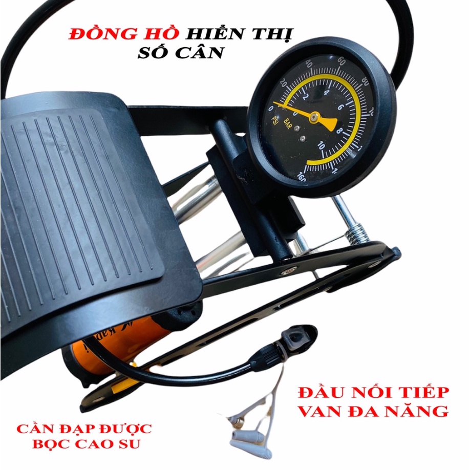 Bơm hơi đạp chân mini Kapusi , bơm lốp xe máy xe đạp phao bóng 1 và 2 piston, Kako store
