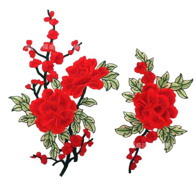 Bộ 2 Sticker Ủi Thêu Hình Hoa Hồng