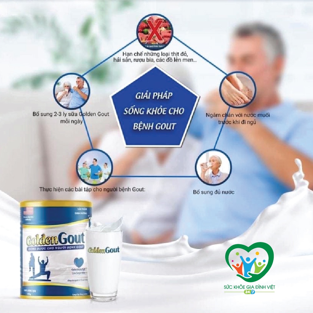 [MUA 5 TẶNG 2] Combo 5 Hộp Sữa Bột Golden Gout - 650g / Hộp - Sữa Non Dinh Dưỡng Cho Người Bị Gout Suckhoegiadinhviet247