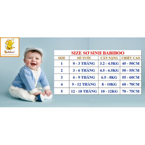 Bộ quần áo Babiboo nút giữa cotton 4 chiều viền màu tay ngắn BKT002