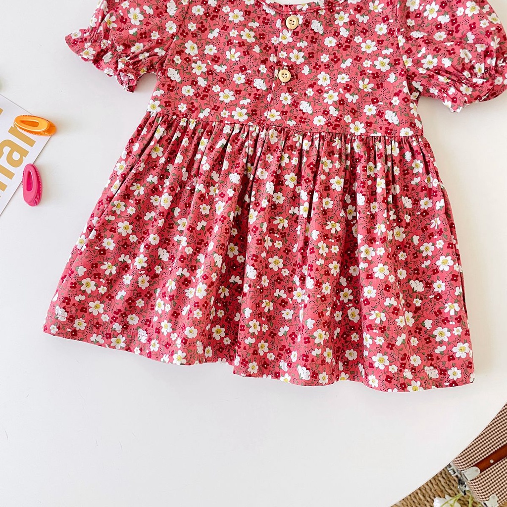 Sanlutoz Đầm Công Chúa Tay Ngắn Bằng Cotton In Hoa Dễ Thương Thời Trang Cho Bé Gái