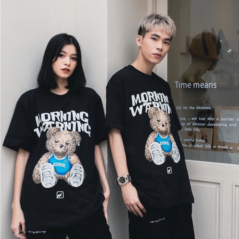 Áo thun Morning Warning Teddy - Gấu bông chơi đồ - Áo Thun Unisex Form Rộng Tay Lỡ Oversize Cotton 100% Local Brand