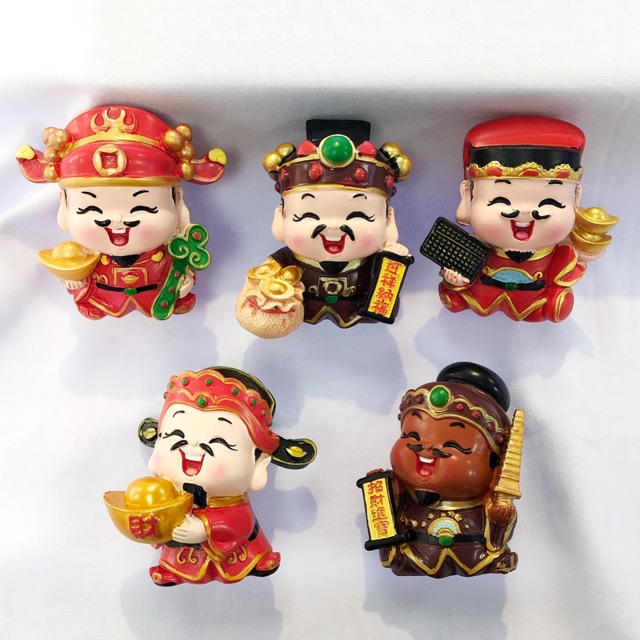 Bộ Ngũ lộ thần tài- Năm thần tài may mắn chibi - Tượng chibi thần tài cầu may mắn, phát tài lộc