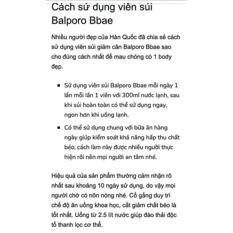 Viên Sủi Giảm Cân 𝐁𝐀𝐋𝐏𝐎𝐑𝐎 𝐁𝐁𝐀𝐄 Hàn Quốc | BigBuy360 - bigbuy360.vn