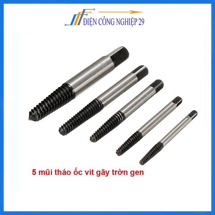 Bộ Tháo Bu Lông Ốc Vít-5 Mũi (Tháo Khoét Ốc Gẫy Trờn Ren )