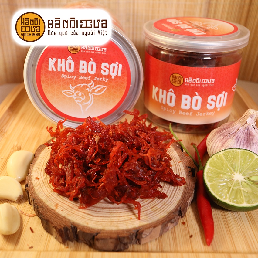 Khô bò sợi xé cay Hà Nội Xưa thịt bò loại 1 đảm bảo an toàn vệ sinh đồ ăn vặt ngon rẻ gói hộp-50g, 130g, 200g