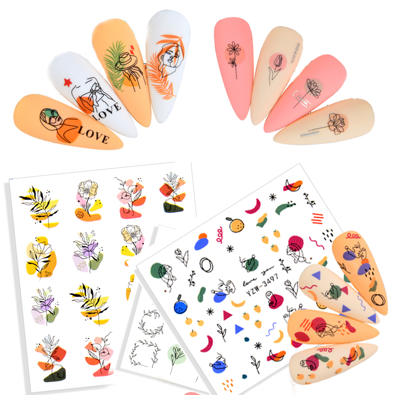 [Hàng mới về] Tờ miếng dán trang trí móng tay nghệ thuật ngâm nước chuyển hình nhiều họa tiết 3D DIY