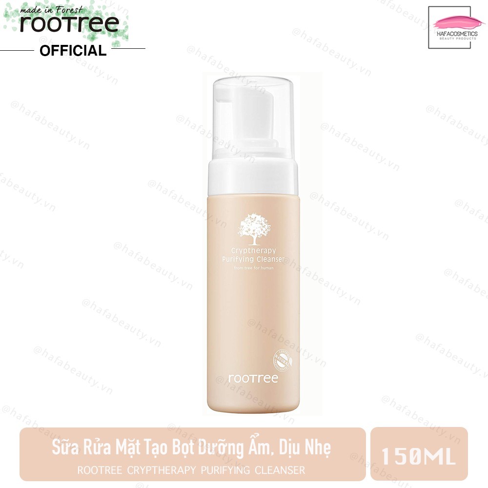 Sữa Rửa Mặt Tạo Bọt Rootree Cryptherapy Purifying Cleanser (Dưỡng ẩm,căng bóng da)