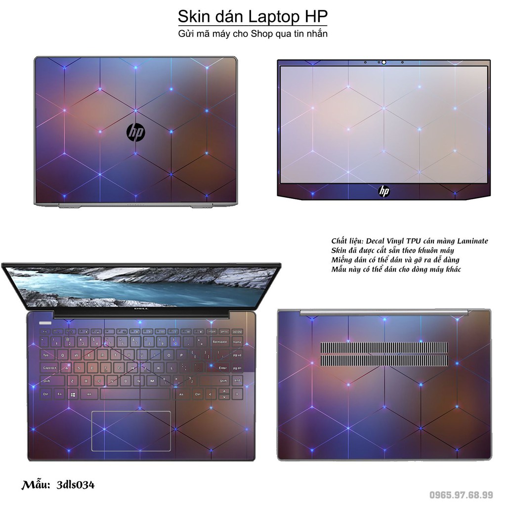 Skin dán Laptop HP in hình 3D Color (inbox mã máy cho Shop)