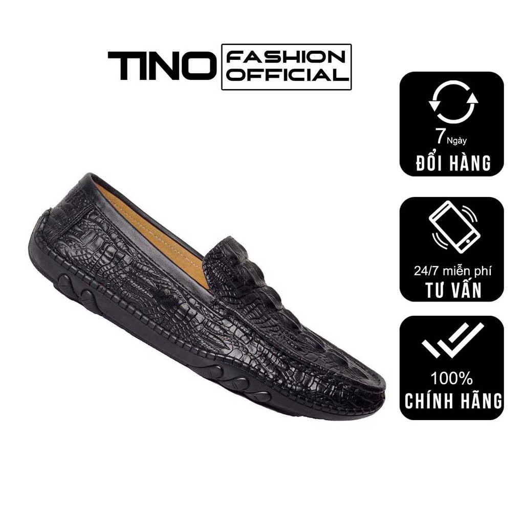 Giày lười da nam cao cấp dập vân cá sấu Tino GL71