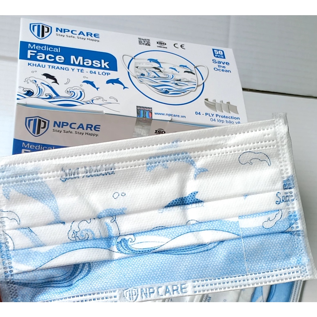 [4 lớp rất dày] Khẩu trang y tế 4 lớp kháng khuẩn ECO mask ( Hộp 50 cái )