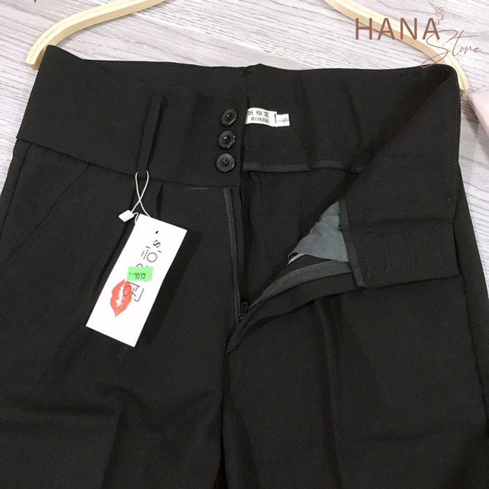 Quần baggy công sở nữ cạp bản to 3 cúc sang chảnh giành cho phái đẹp - Q356 chất siêu mát, co dãn, mầu đen tr