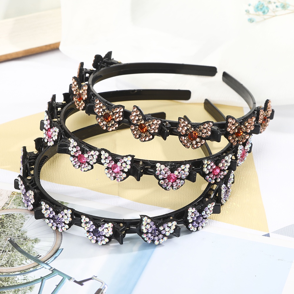 Băng Đô Haimeikang Cài Tóc Đính Đá Đơn Giản Chống Trượt Phong Cách Hàn Quốc