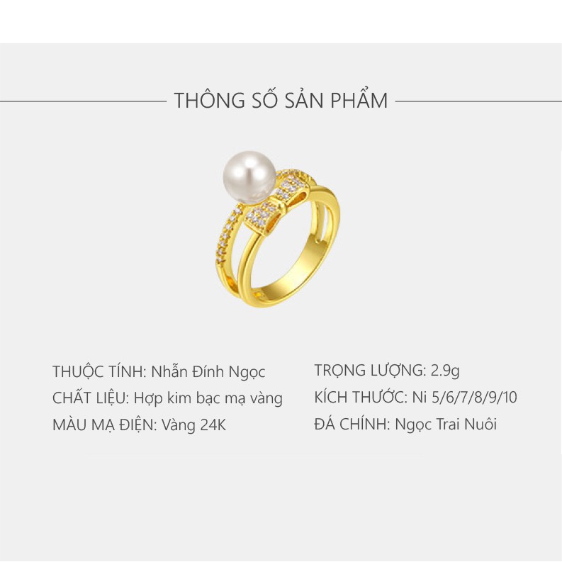 Nhẫn Nữ Mạ Vàng 24K, Phong Cách Cổ Điển Trang Nhã, XPN13