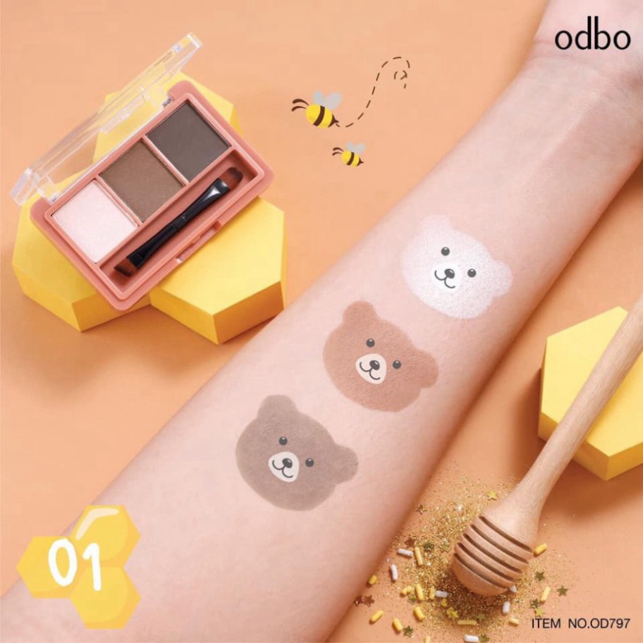 [Auth Thái] Set Bột Tán Mày Tông Nâu Đen Odbo 3 Color Matches Of Brows No.01 O8