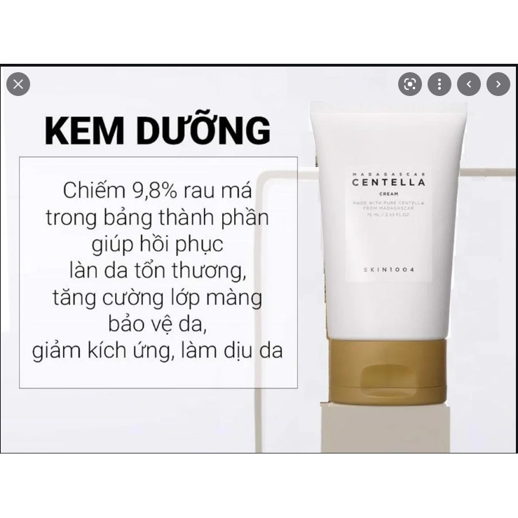 Kem Dưỡng Rau Má SKIN1004 Madagascar Centella SOOTHING Cream Gi.ảm M.ụn &amp; Kiềm Dầu 75ml